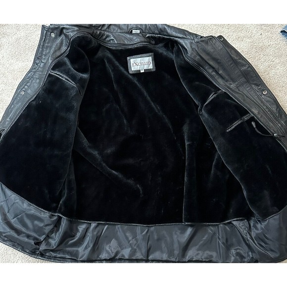 Excelled Mens Collection Black Genuine Leather Jacket Men's 2XL Pockets Flaps - Picture 5 of 10
